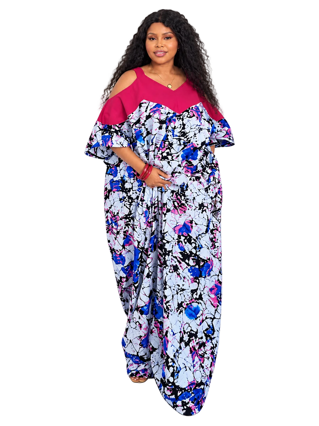 Anke Gown — Blue & pink print dresse
