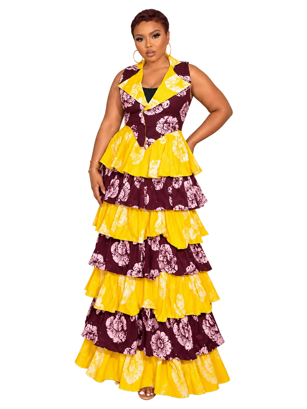 Ella Set — Yellow & burgundy floral set