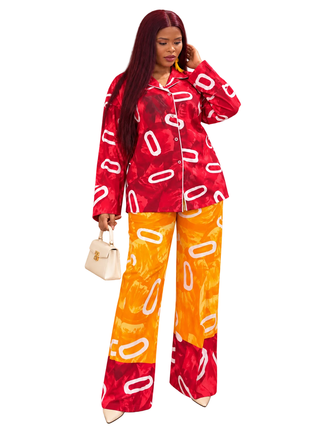 Sonia Set — Red & orange print set